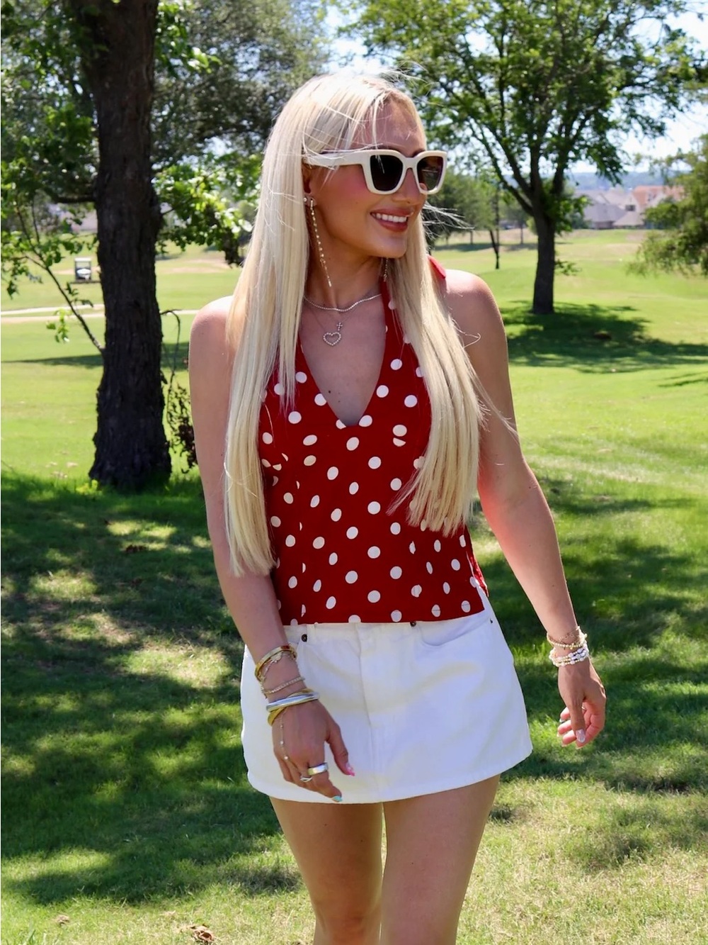 Cherry Polka Dot Halter Top